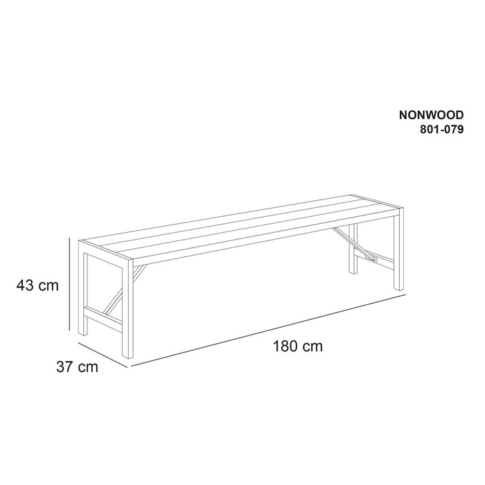 HORTUS bænk H-model nonwood antracitgrå 180 cm